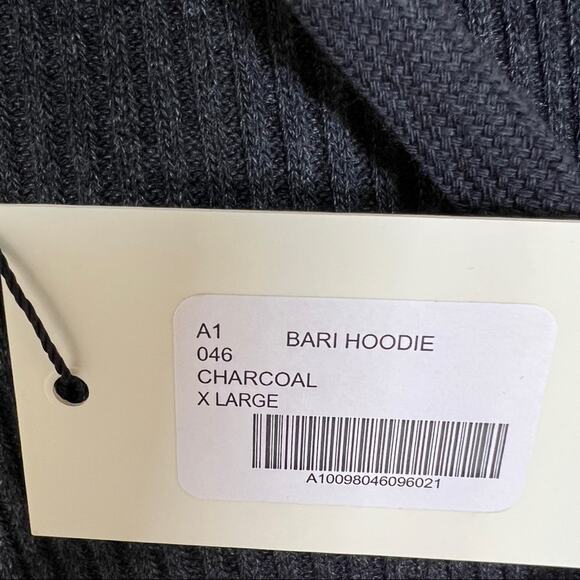 LETT Bari Hoodie Ribbed Drawstring Size XL Charcoal NWT - Picture 8 of 10